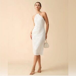 RIHOAS The Water Ripple Pearl Halter Dress